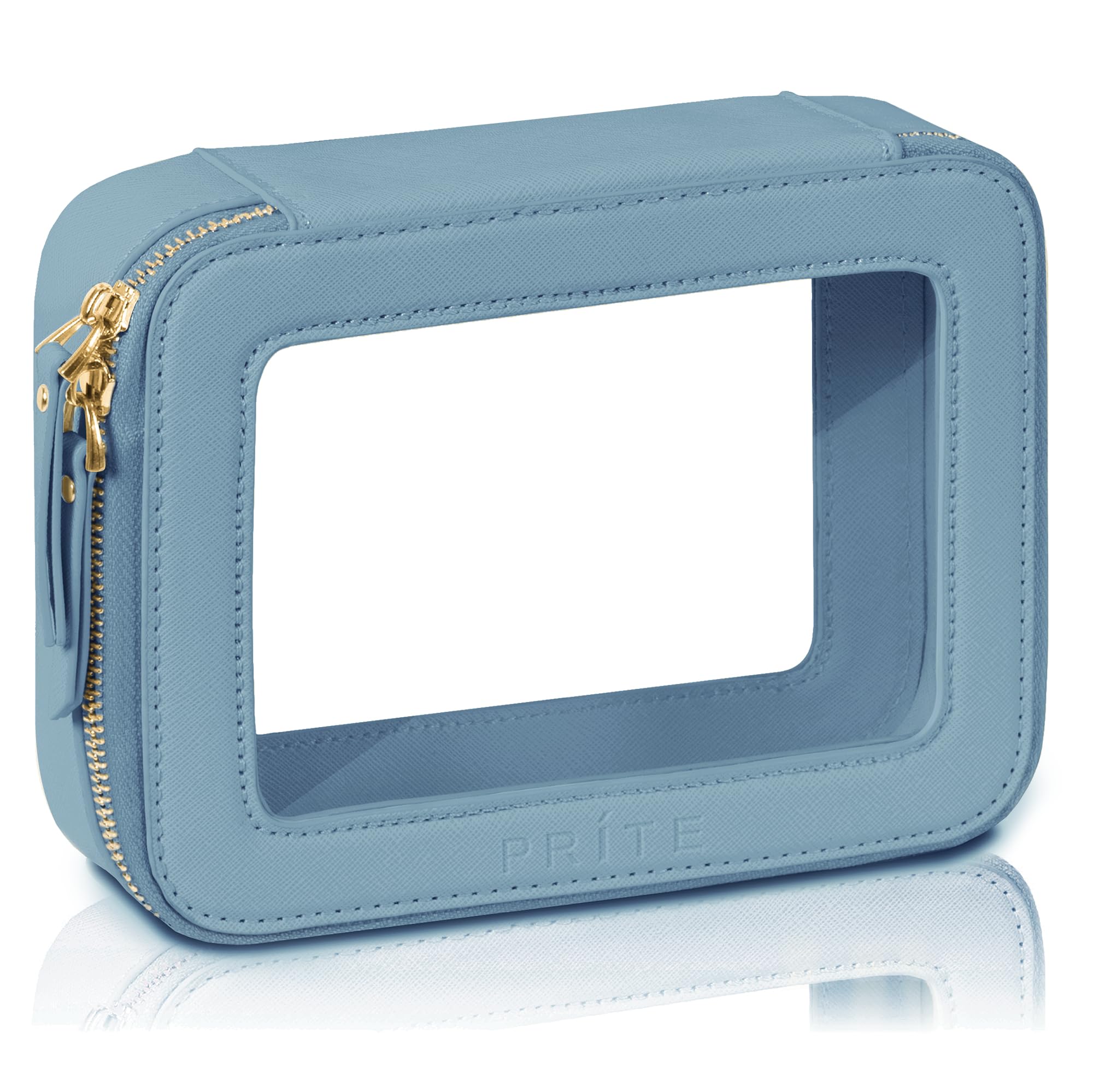 Prite bolsa de maquillaje transparente para localizar productos al instante.