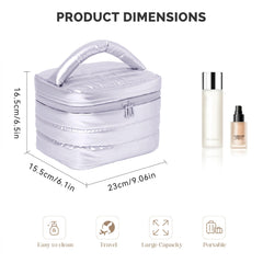 Prite bolso de maquillaje violeta con compartimento inferior para artículos de viaje
