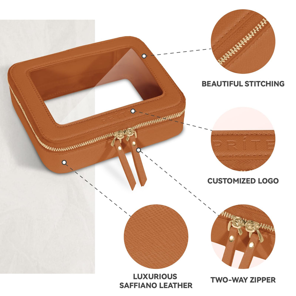 Prite coffret cosmetiques luxe marron avec fermeture doree