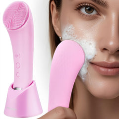 PRITECH cepillo facial de silicona rosa para limpieza profunda suave