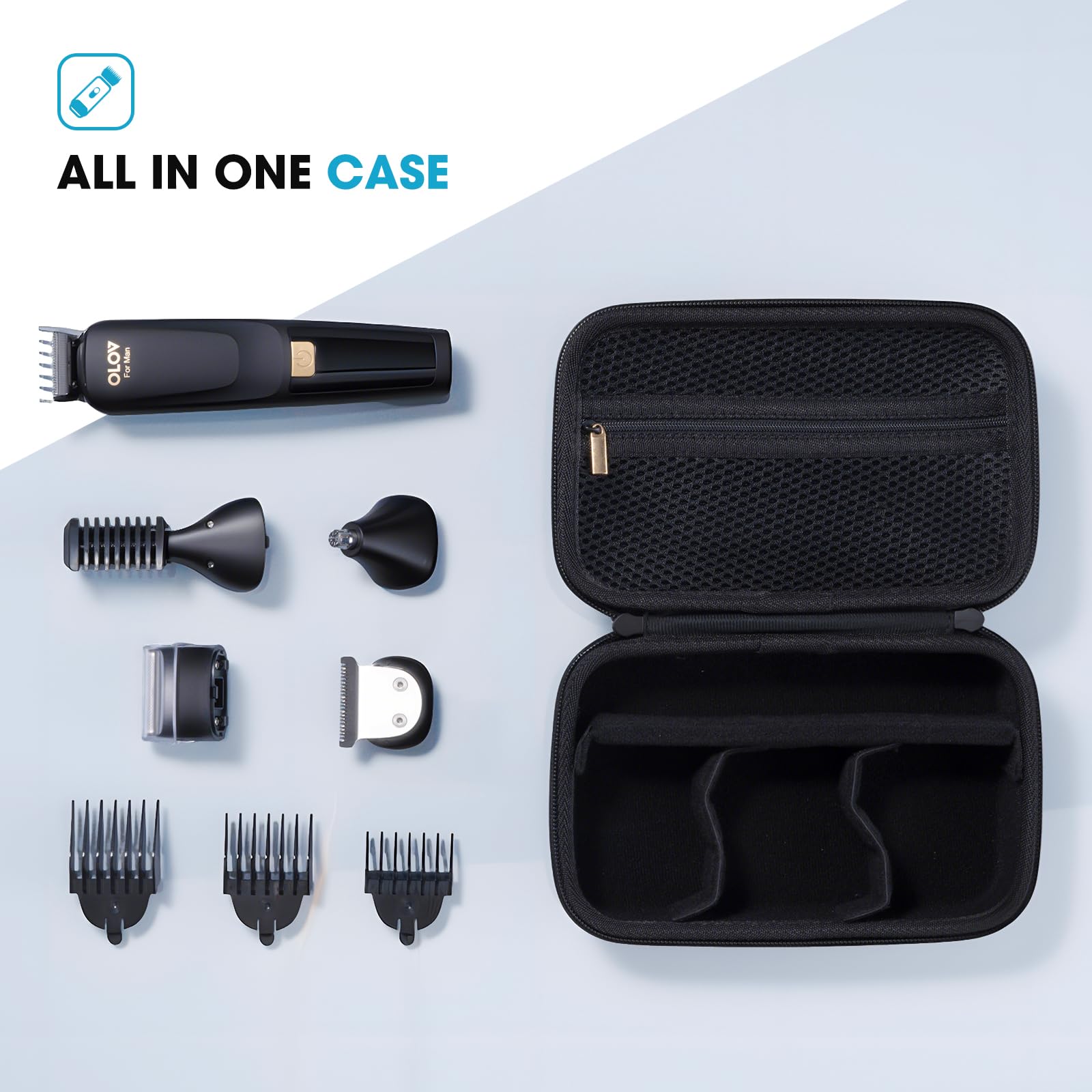 Interior espacioso de ProCase con divisor removible para organizar accesorios.