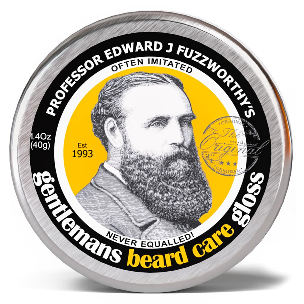 PROFESSOR EDWARD J FUZZWORTHY'S Bálsamo Gloss para barba, suaviza y aporta brillo.