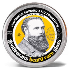 PROFESSOR EDWARD J FUZZWORTHY'S Bálsamo Gloss para barba, suaviza y aporta brillo.