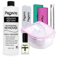Pronto 16oz pure acetone bottle for fast gel removal and polish cleanup.