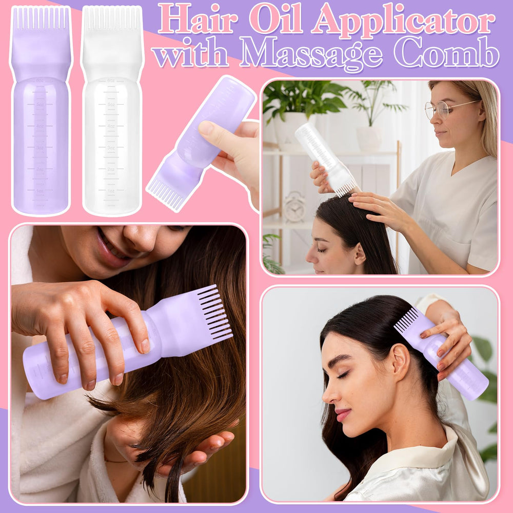 ProSuites aplicador de aceite para cabello de 6 onzas con escala para medir dosis precisas.