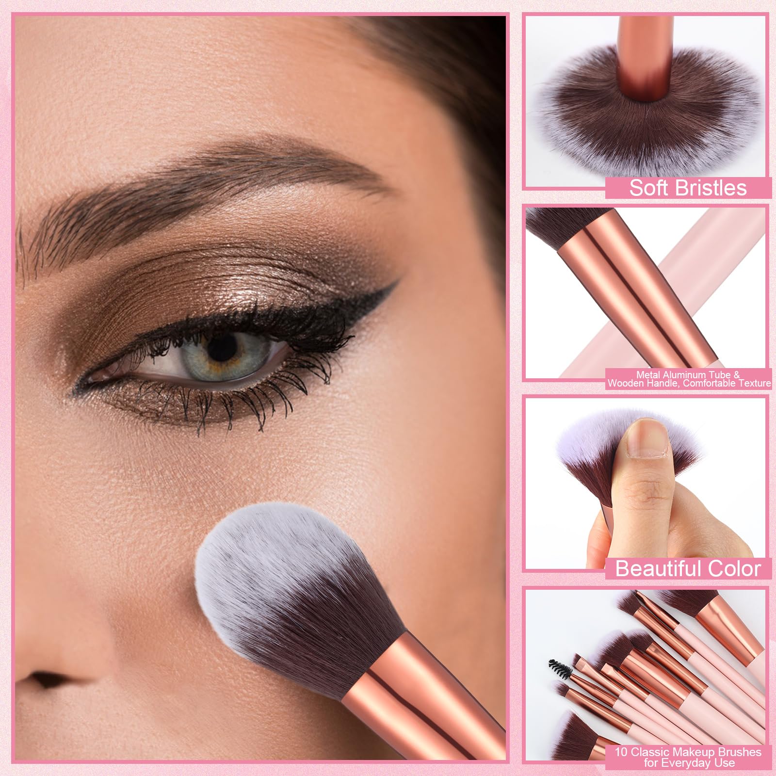 Brochas Prosuites de maquillaje con variedad de estilos para trazos dinámicos.