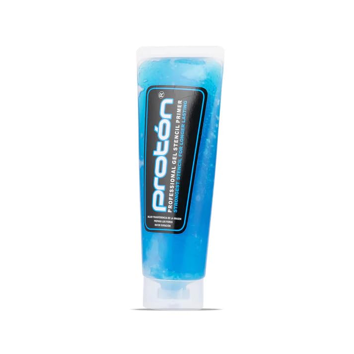 PROTON blue gel application showing quick, even spread across stencil