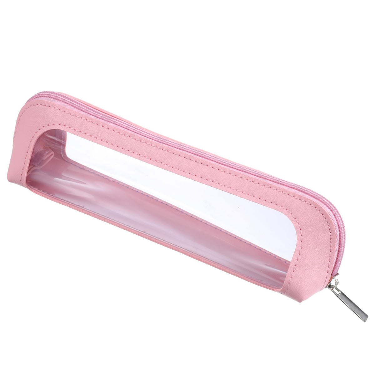 Psyqtsuary bolsa maquillaje transparente rosa, organizador compacto para viajar y guardar cosméticos.