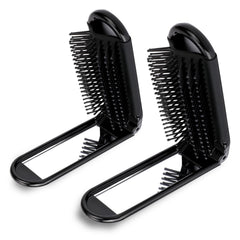 Psyqtsuary dos cepillos plegables con espejo, ideal para viajes y retoques rápidos.