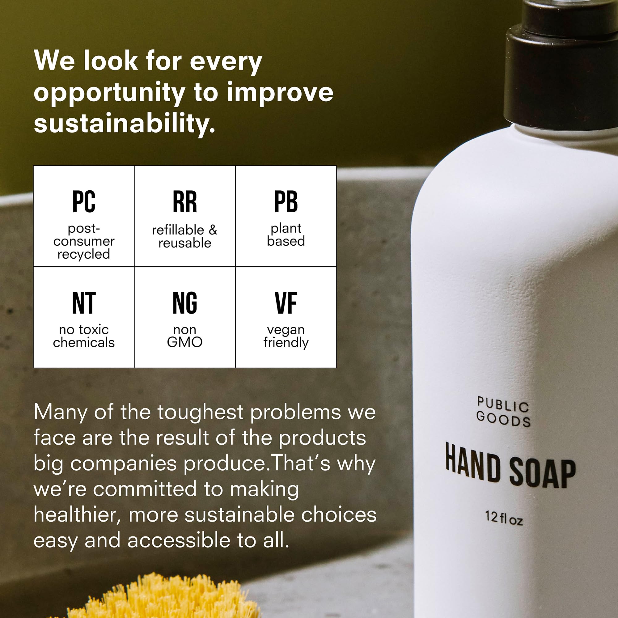 Public Goods Jabón de manos con envase reciclado, opción sostenible para hogar.
