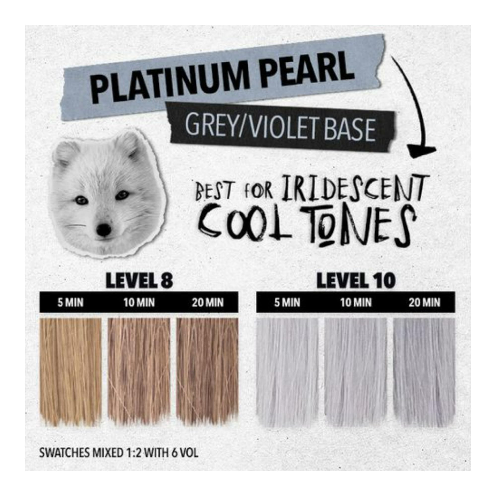 Pulp Riot Platinum Pearl, muestra de color para acabado iridiscente y duradero.
