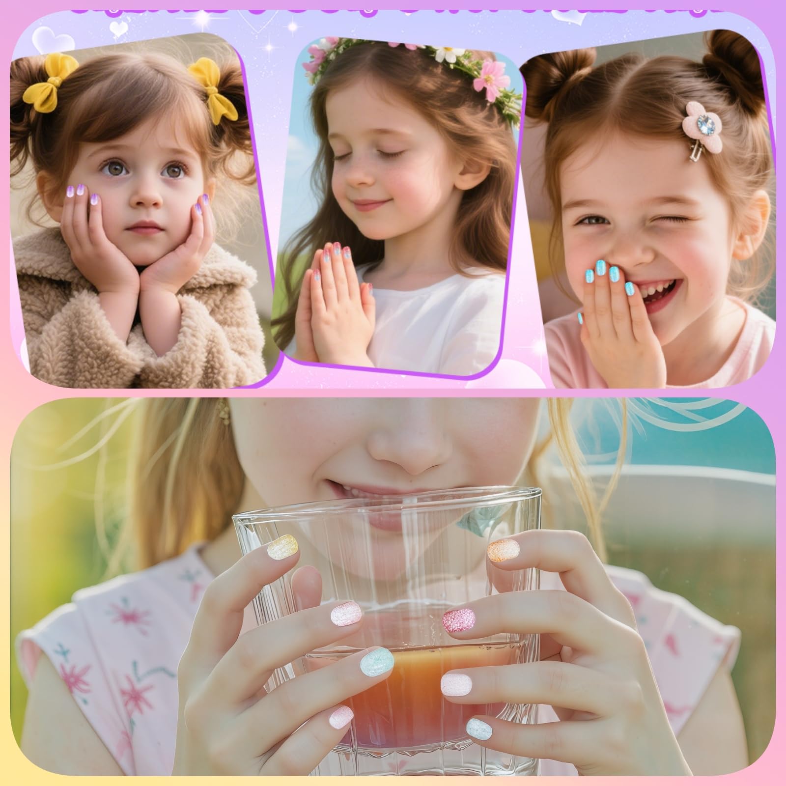 Pumkryth diferentes tallas de uñas, aptas para niñas de 7 a 12 años.