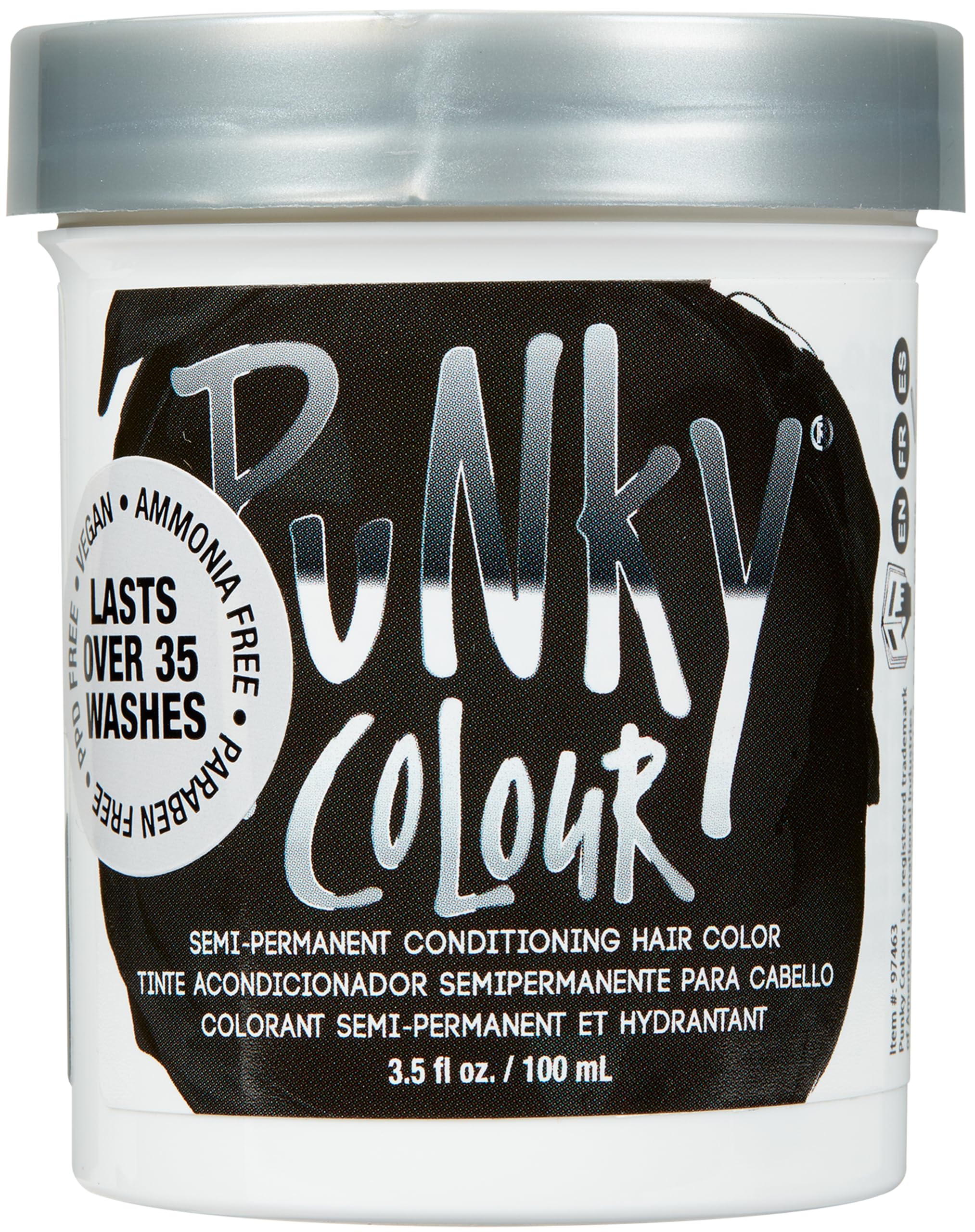 Punky Ebony color semipermanente en botella, color intenso y duradero para cabello negro.