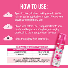 Resultado intenso en 5 minutos con Punky Sugar Cloud para cabello previamente aclarado.