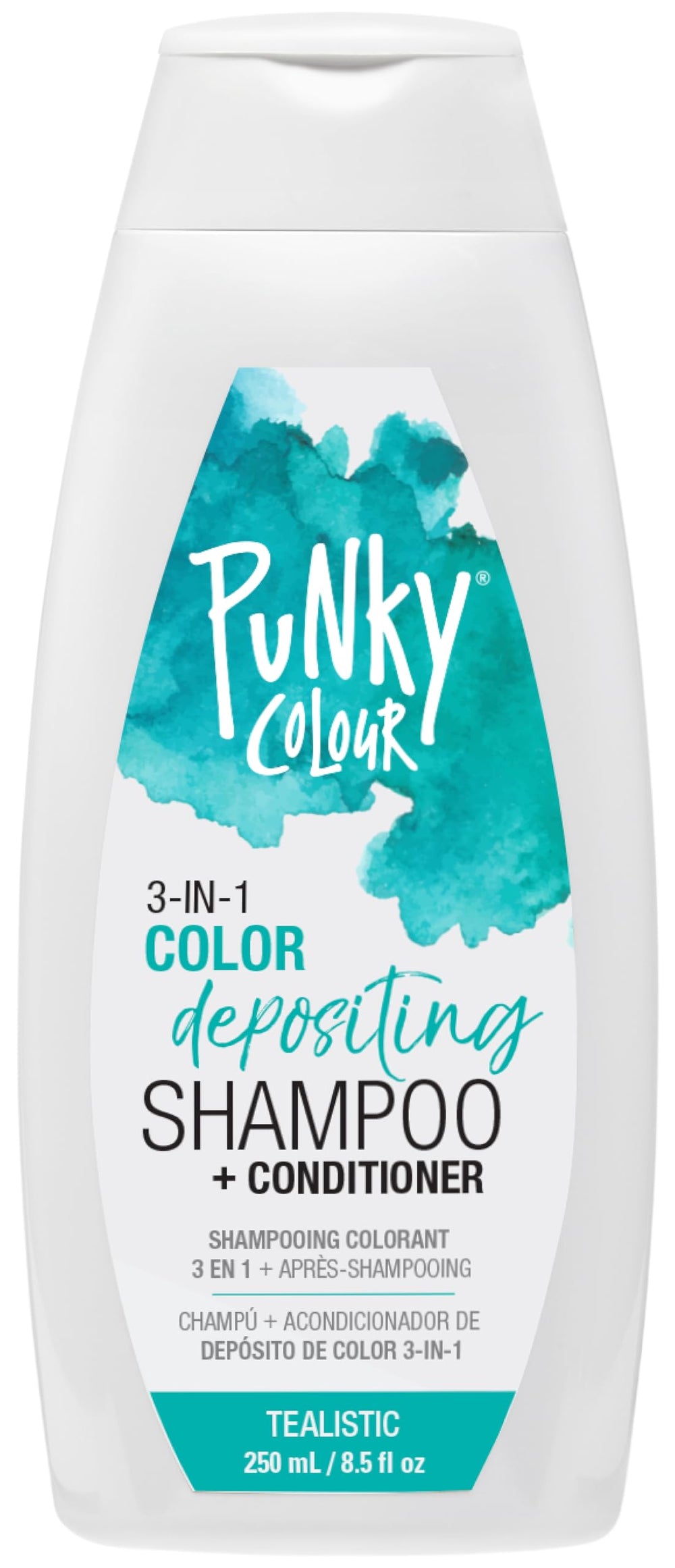 Punky Tealistic bottle front showing color-depositing formula for refreshed teal tones