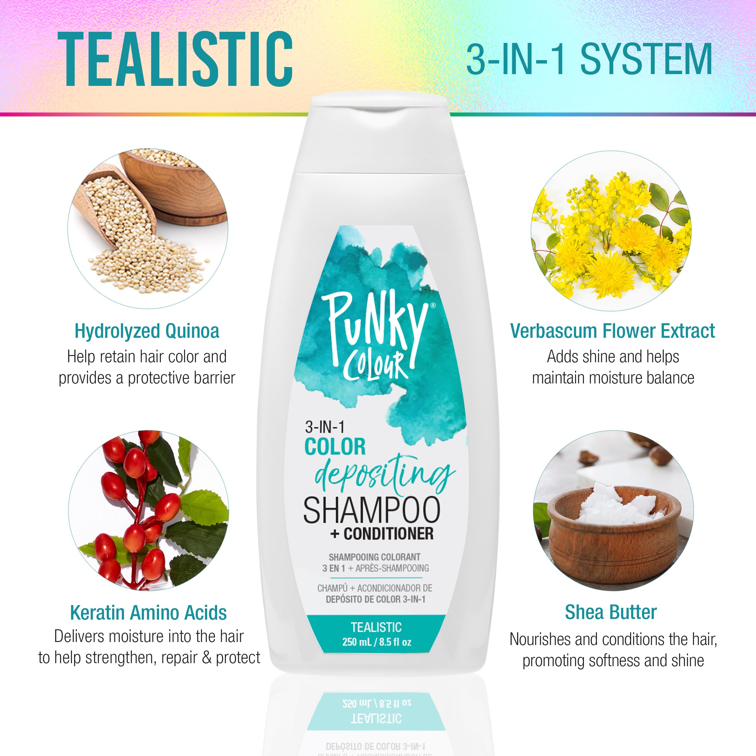 Punky Tealistic lather during wash reveals gentle cleansing and color deposit