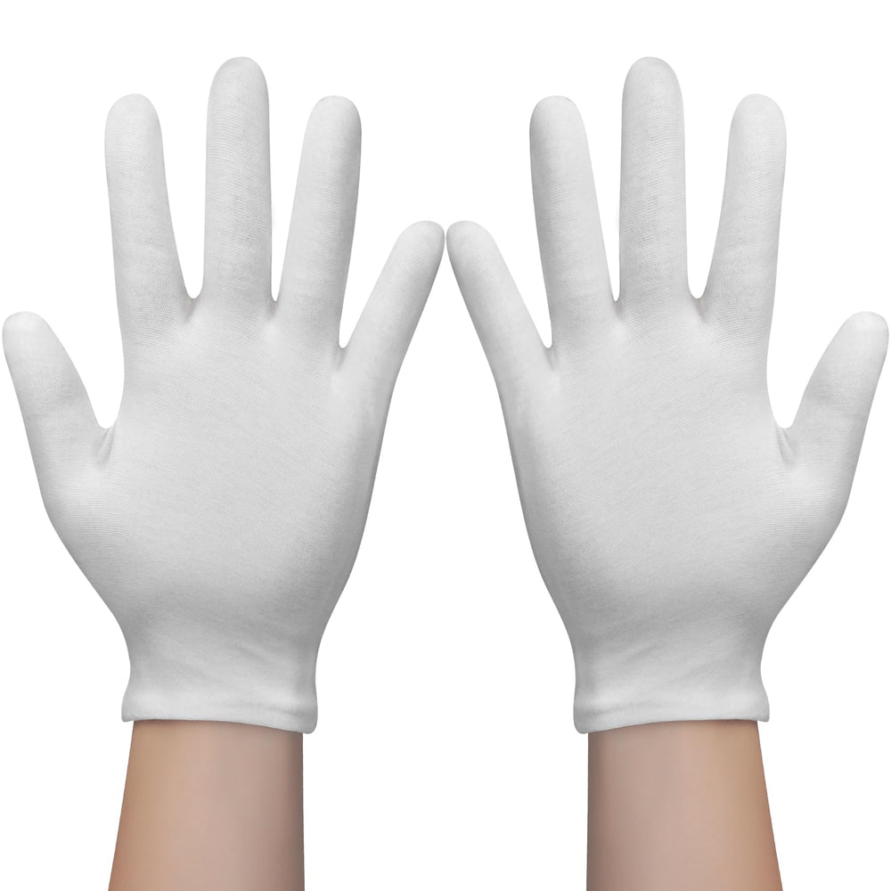 Guantes blancos Pupkoli de algodón para dormir, suavidad y confort nocturno.