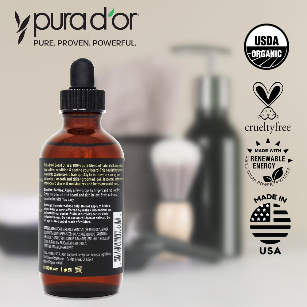 PURA D'OR Barba: uso diario para barba más manejable y saludable.