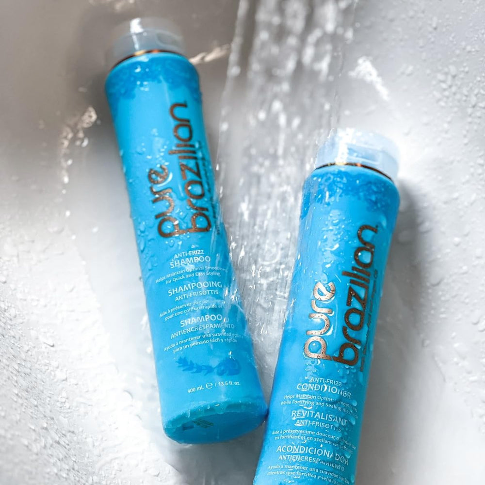 Pure Brazilian Shampoing Lissage Cheveux – bouteille, couleur protégée et texture soyeuse.