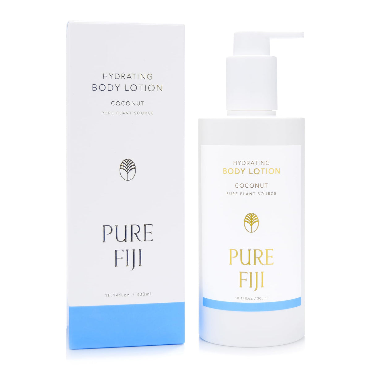 PURE FIJI loción corporal coco, botella elegante para hidratación diaria.