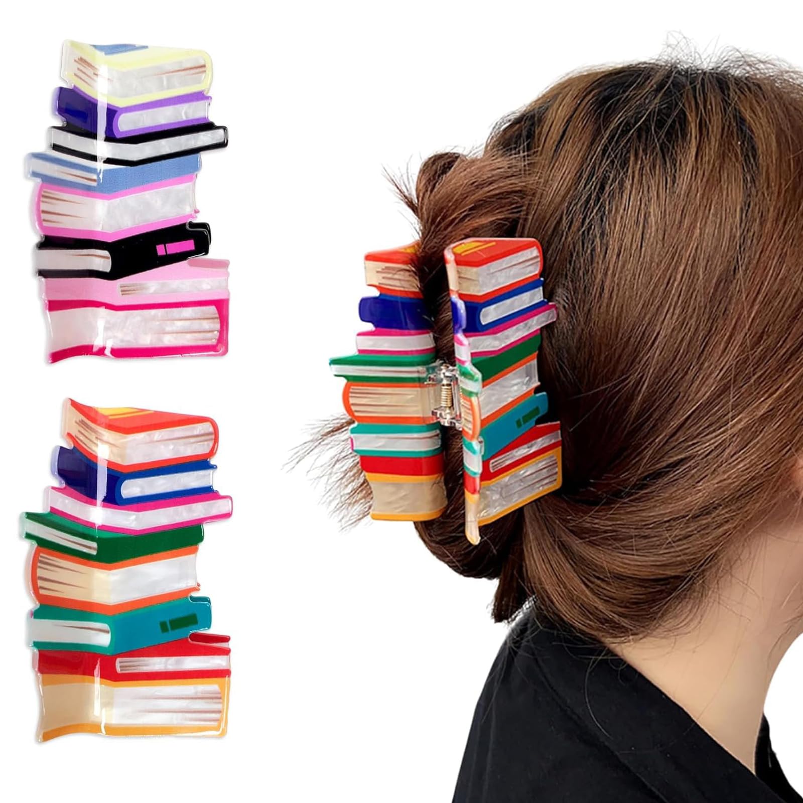 Pureadee clip de pelo libro azul, agarre firme para cabello fino.