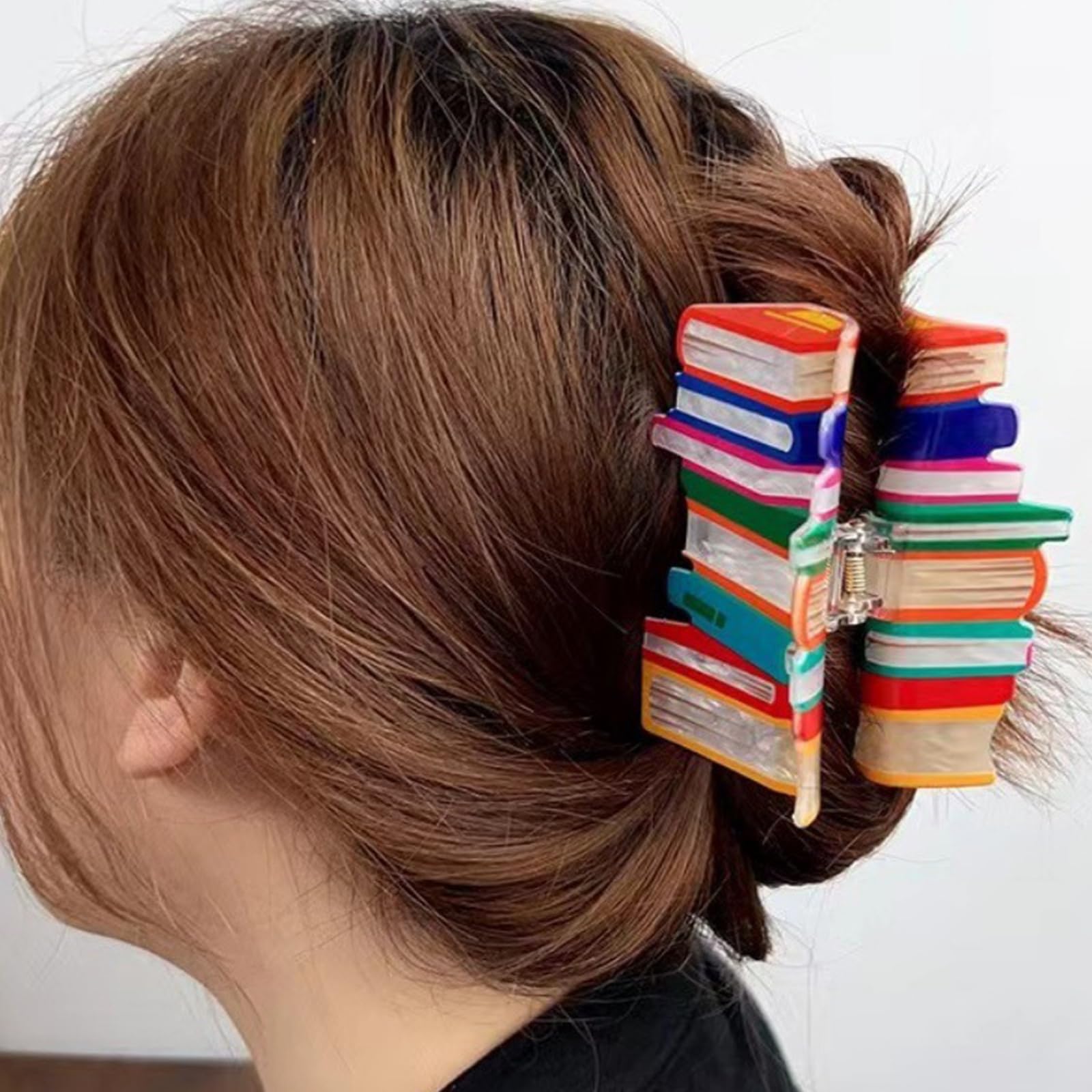 Pureadee clip de pelo libro multicolor, estilo único para uso diario.