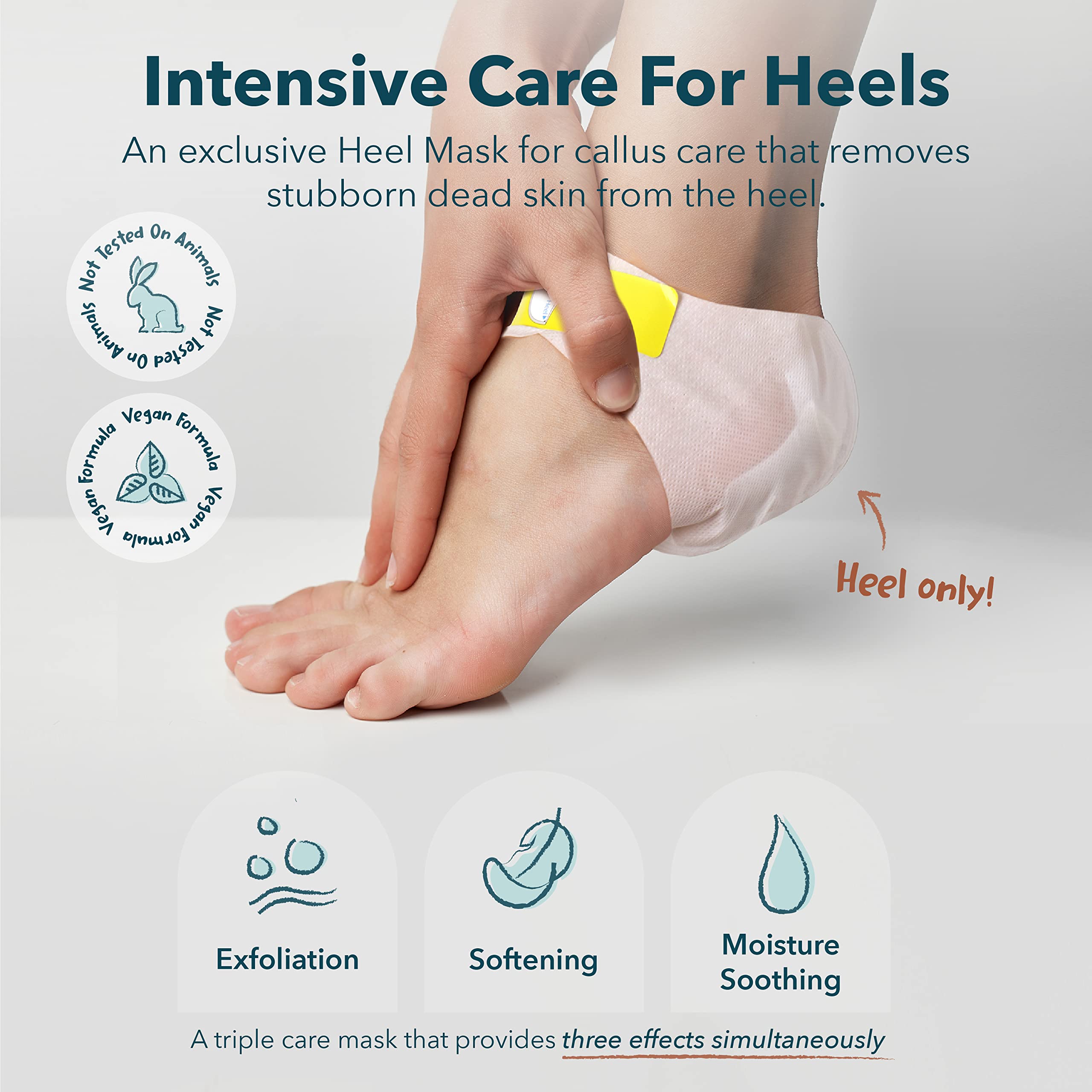 Aplicación de Purederm en talones para exfoliar e hidratar.