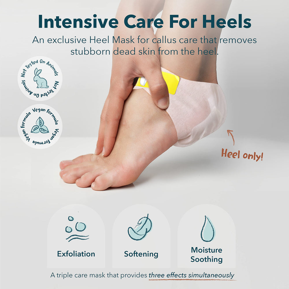 Aplicación de Purederm en talones para exfoliar e hidratar.