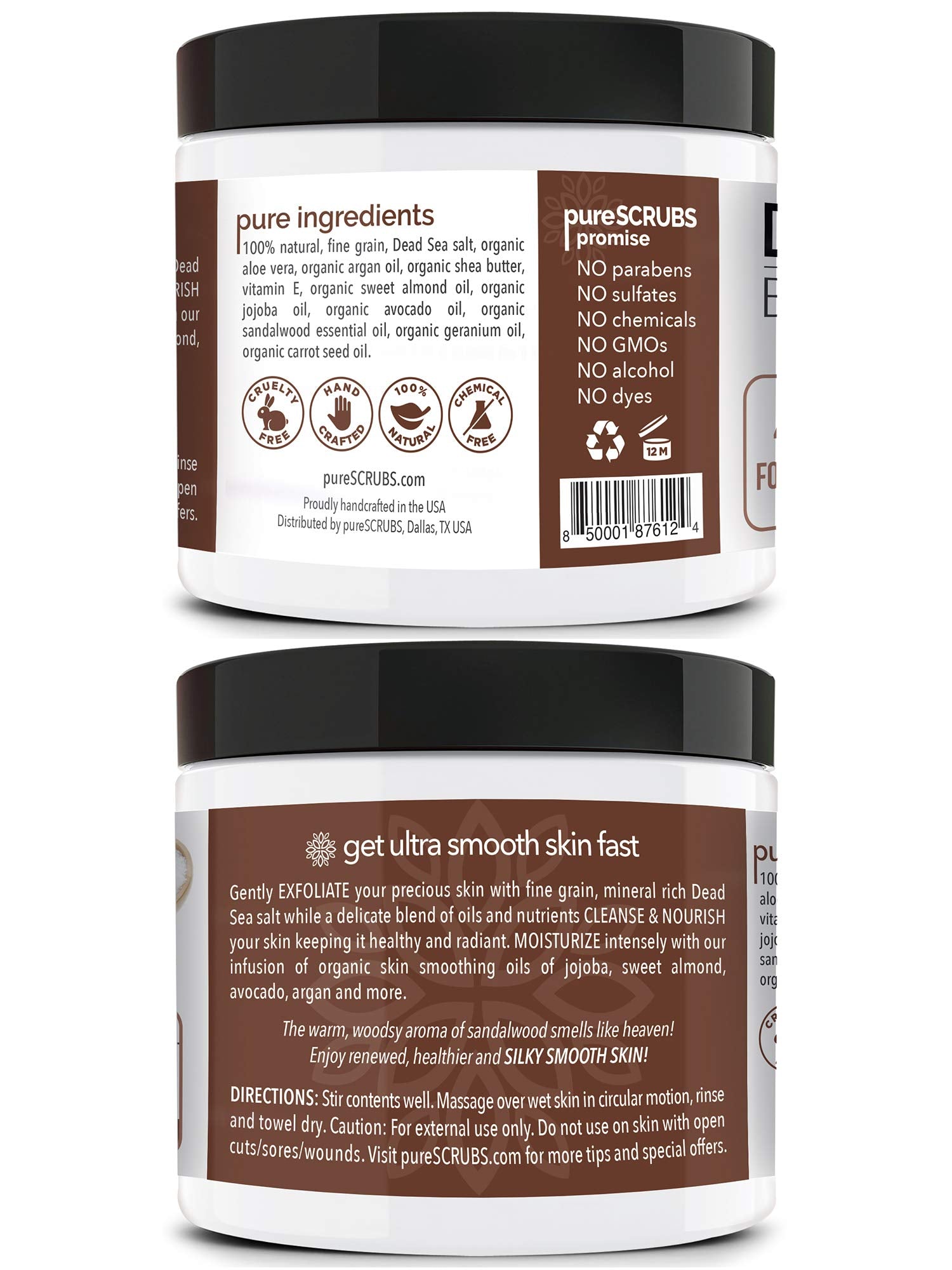 pureSCRUBS cuchara de madera ayuda a medir y mezclar el exfoliante.