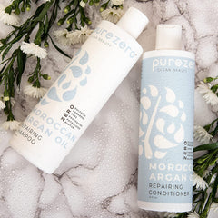 Purezero acondicionador argán marroquí, suavidad y desenredo al peinar.