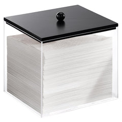 Puricon porta-toallas acrílico con tapa de madera, acceso rápido y ordenado.