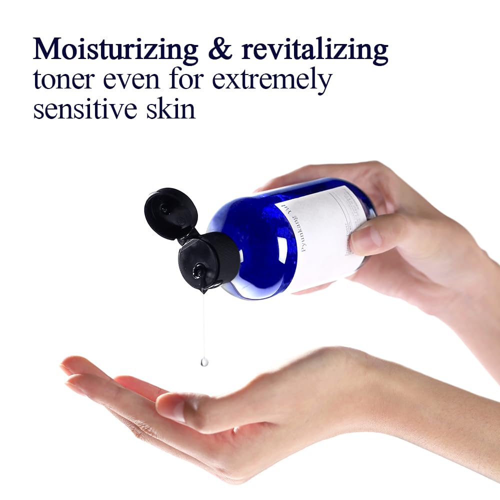 Pyunkang Yul PKY Essence Toner bottle with pump demonstrates easy, gentle application.