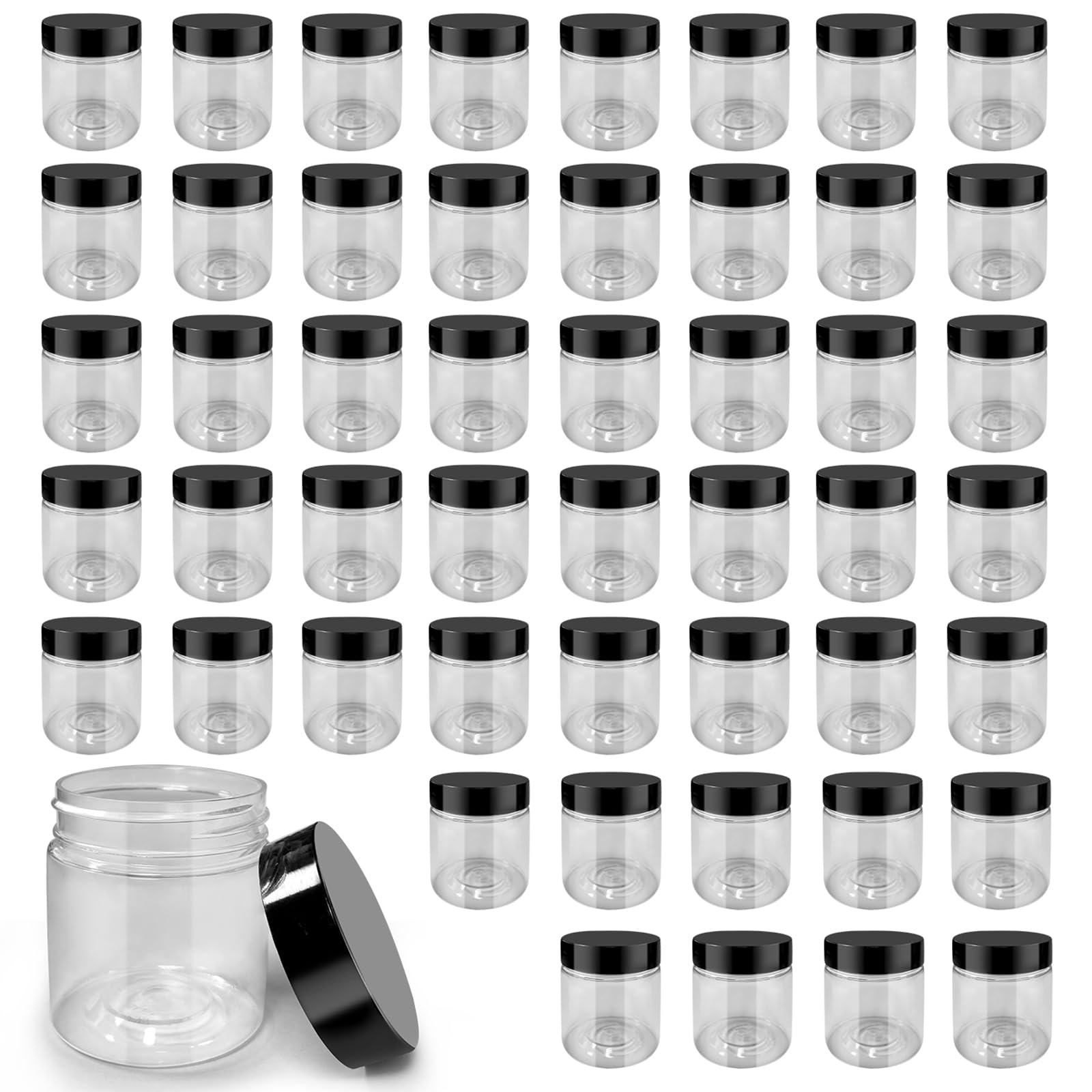 Jarras transparentes 4oz con tapas, almacenamiento claro y seguro PYYZHALI