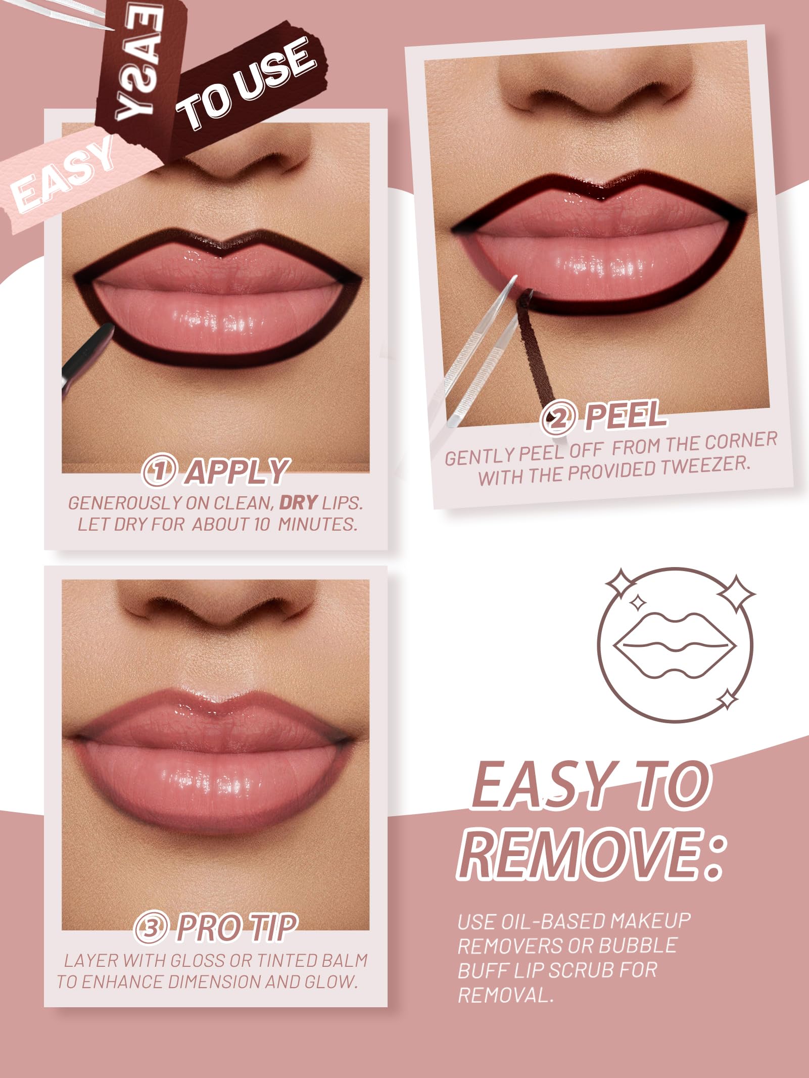 QCMME Lip Stain 2 en 1: delineador y tinte en una sola aplicación.
