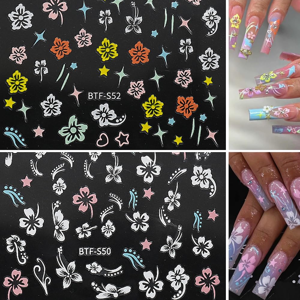 Diseño de 6 hojas hibisco Qdsuh para uñas.