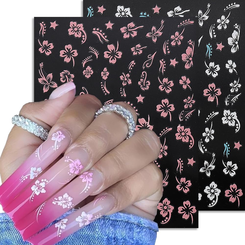 Hibisco plateado de Qdsuh, diseño brillante para uñas con estilo.