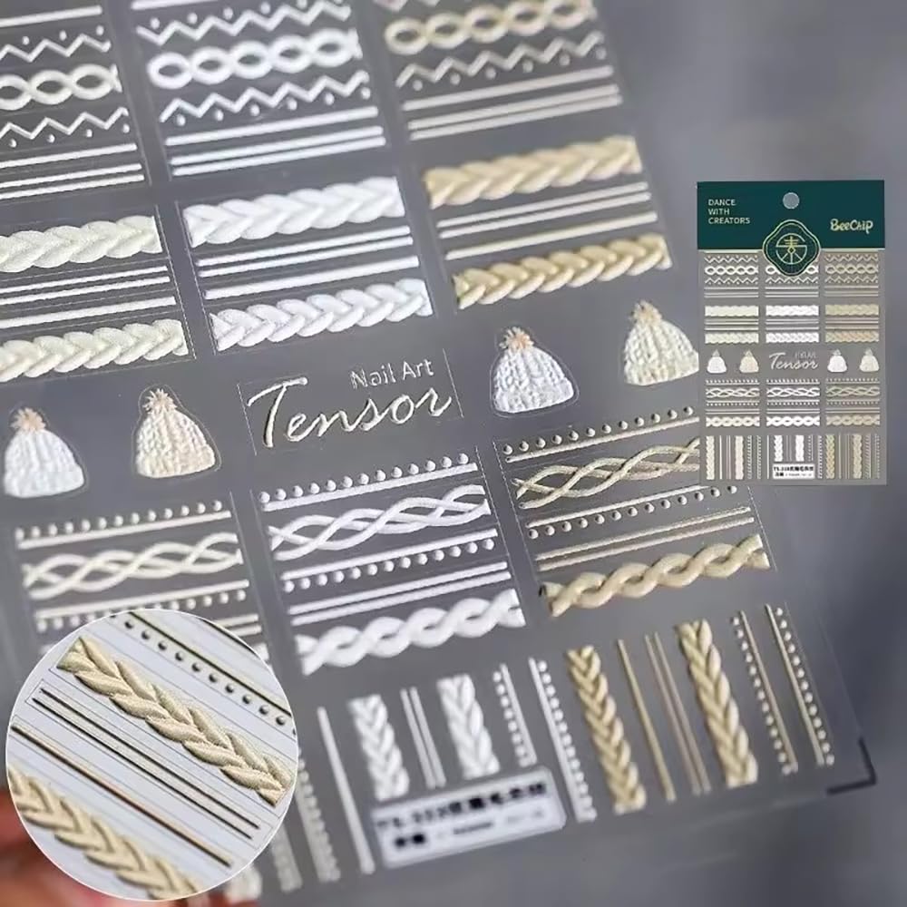 Qdsuh pegatinas lineas-plaid para uñas, estilo clásico