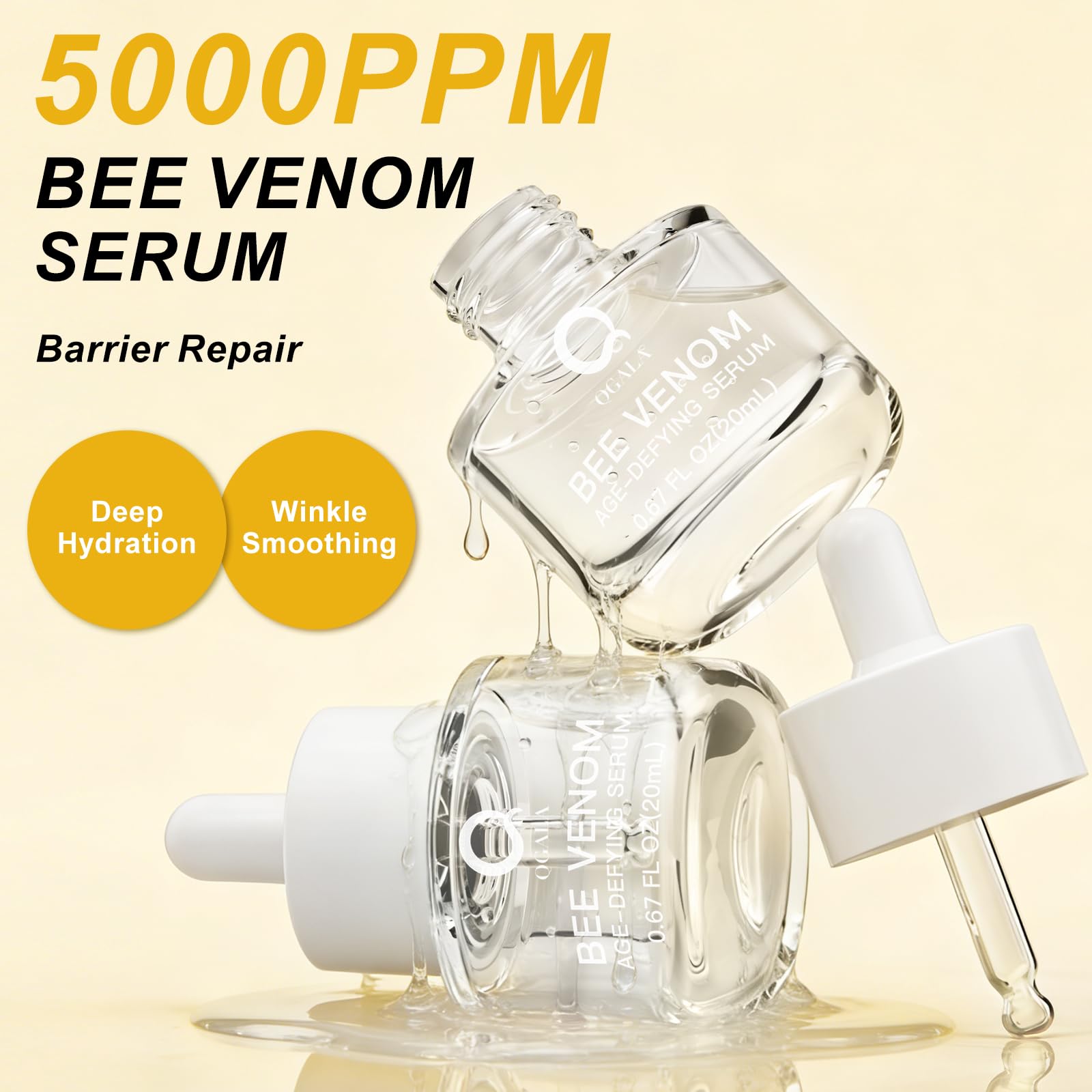 Qgala veneno de abeja, cuentagotas para dosis precisa y suave.