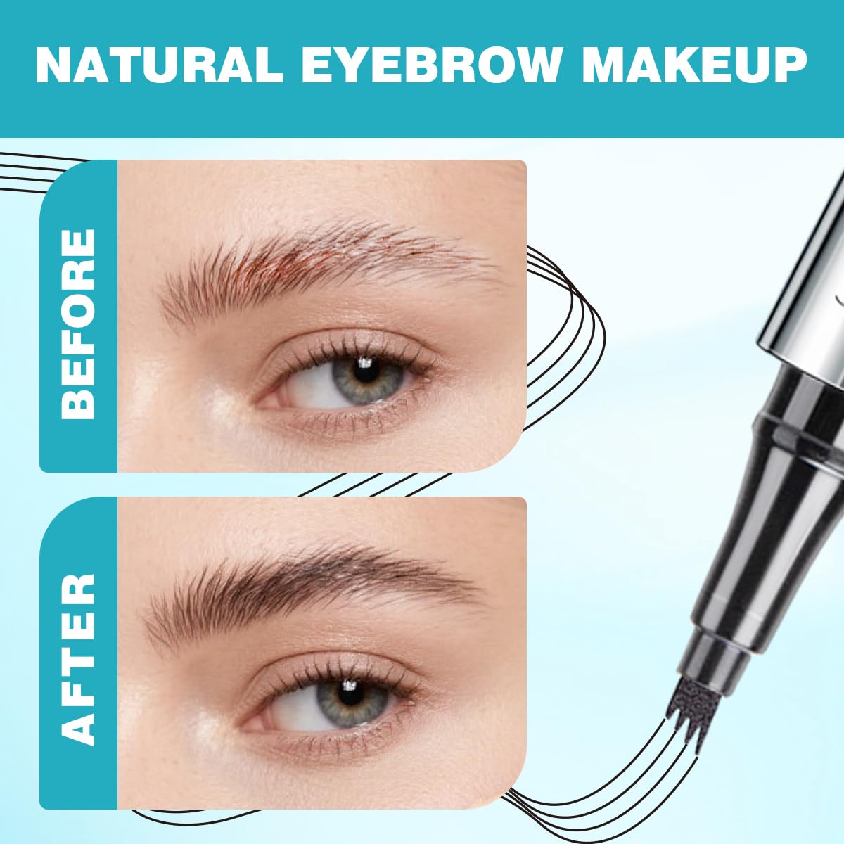 Primer plano de trazos pelo natural con Lápiz QIC Cejas