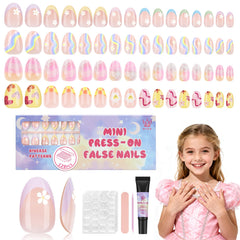 QIEK uñas postizas almendra, 128 piezas, ajuste cómodo para niñas.