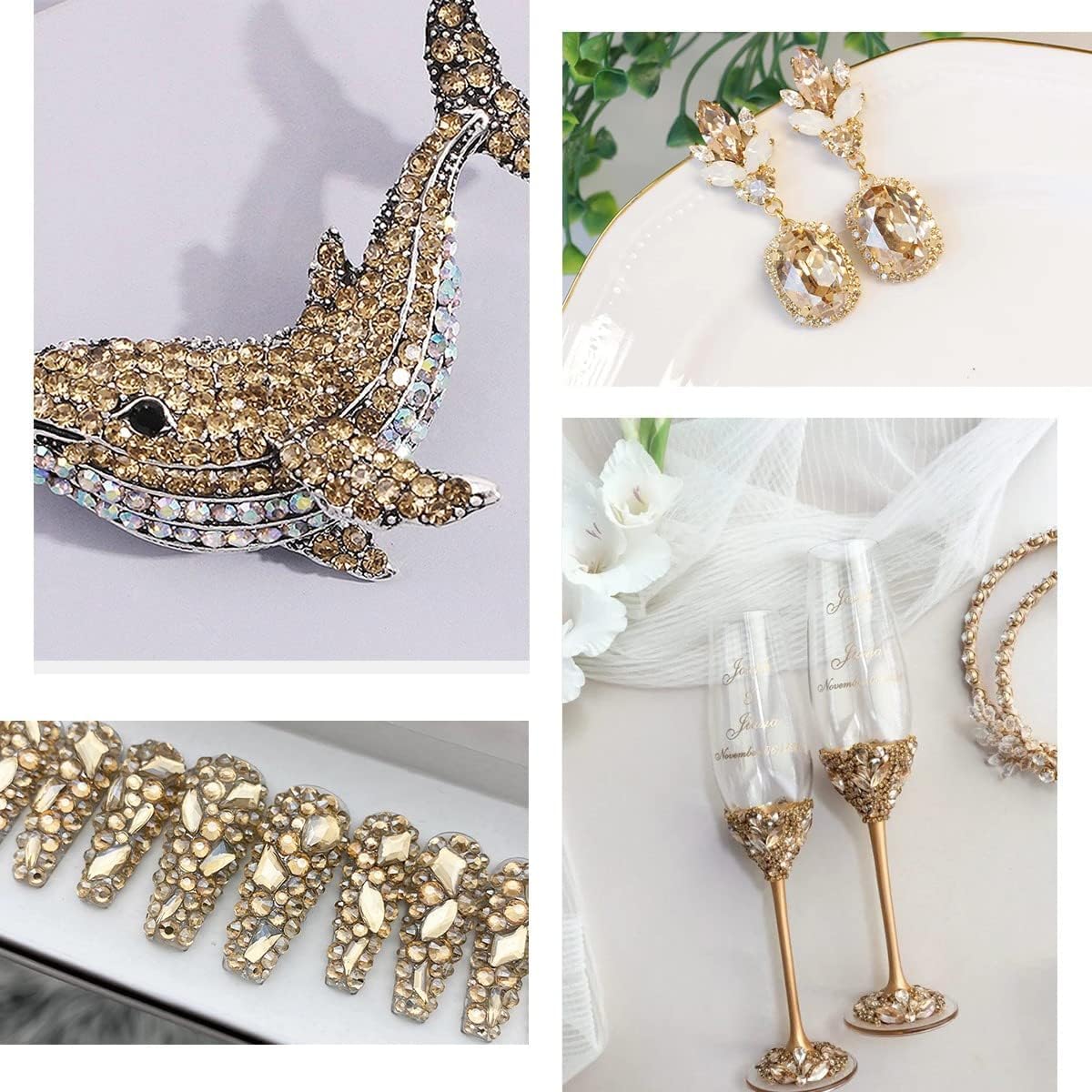 qiipii cristal Champagne 6mm destellos para vestidos y calzado