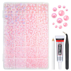 Perlas planas rosadas de qiipii para manualidades con brillo suave