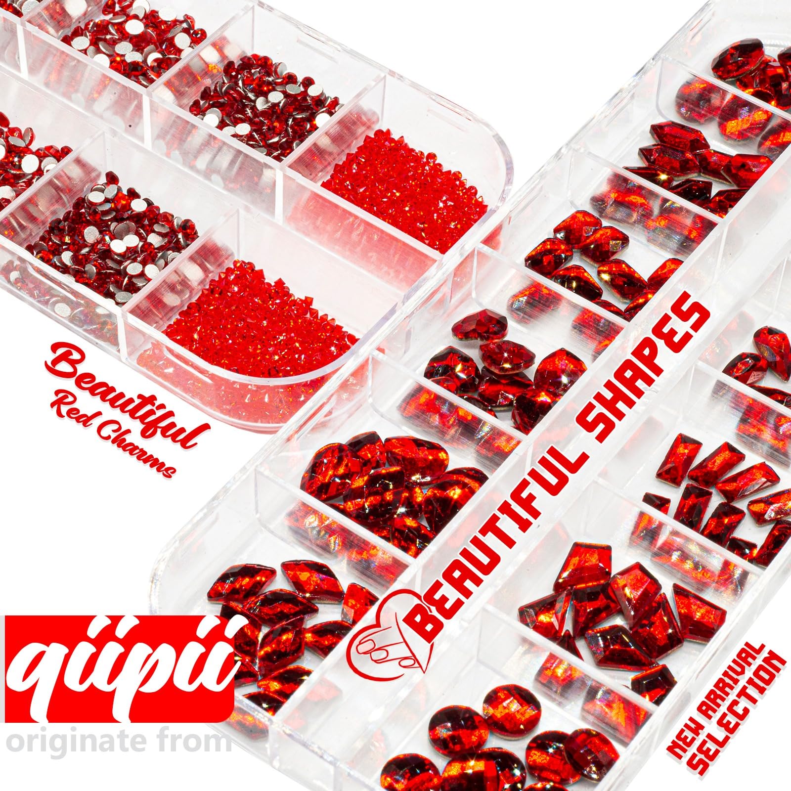 qiipii piedras rojas para uñas, formas distintas para creatividad