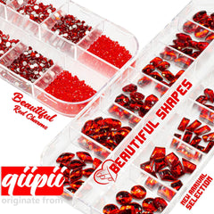 qiipii piedras rojas para uñas, formas distintas para creatividad