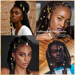 Qinzave joyas para cabello, doradas y duraderas para trenzas y rastas.