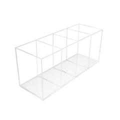 QPEY portaplumas acrílico transparente con 4 compartimentos para escritorio