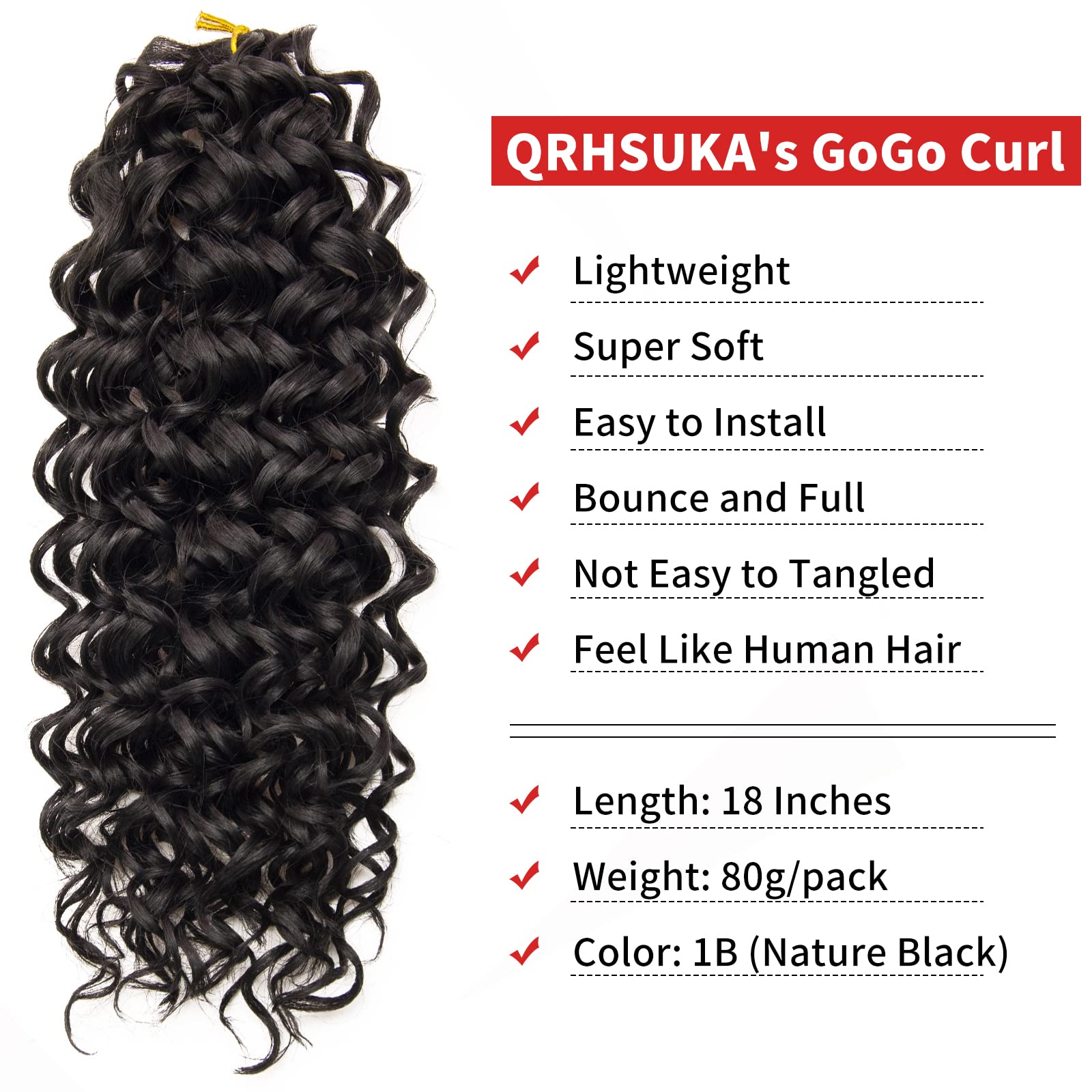 QRHSUKA GoGo Curl tamaño 18 pulgadas para un efecto amplio y versátil.