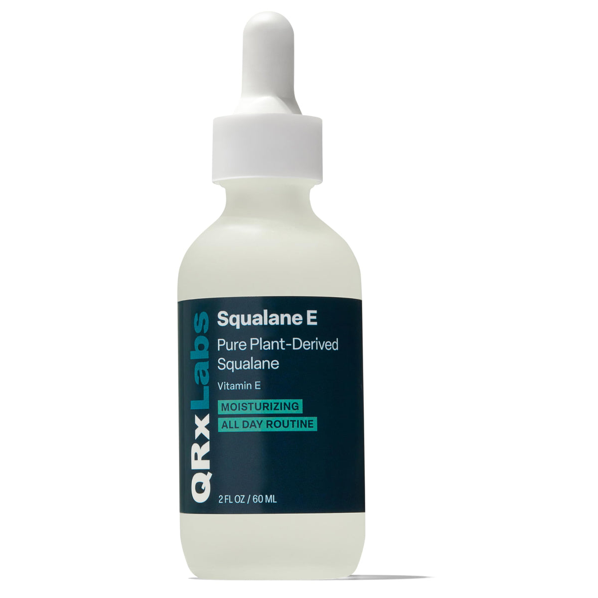 QRxLabs Aceite Squalane para rostro, frasco elegante y hidratación suave.