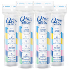 Q-Tips Beauty Luxe discos de algodón: remoción suave de maquillaje y cuidado facial.