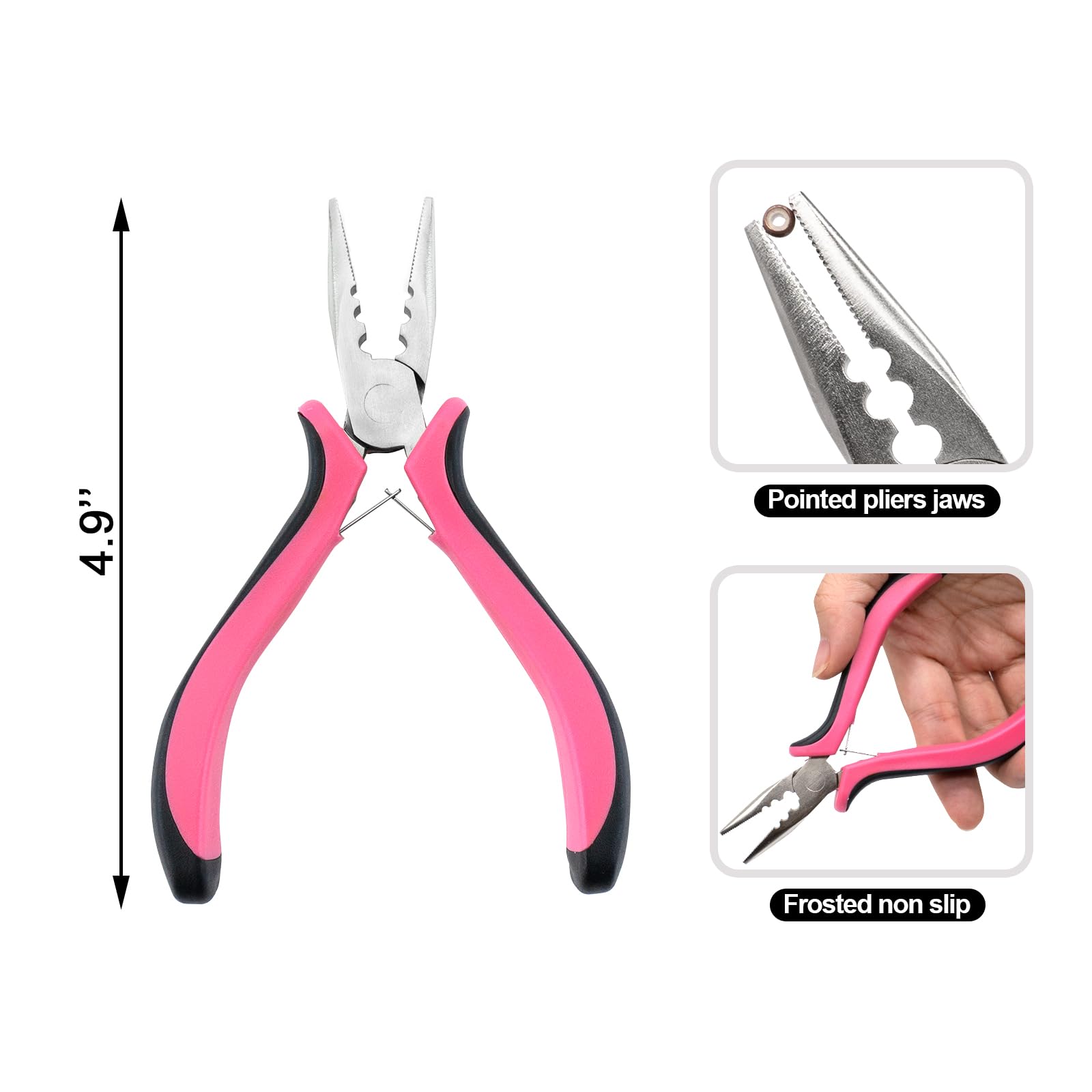 Pinzas Quacc, material de acero con níquel, duradera para extensiones, rosa.